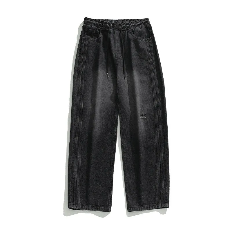 Vintage Wash Side Panel Relaxed Jeans