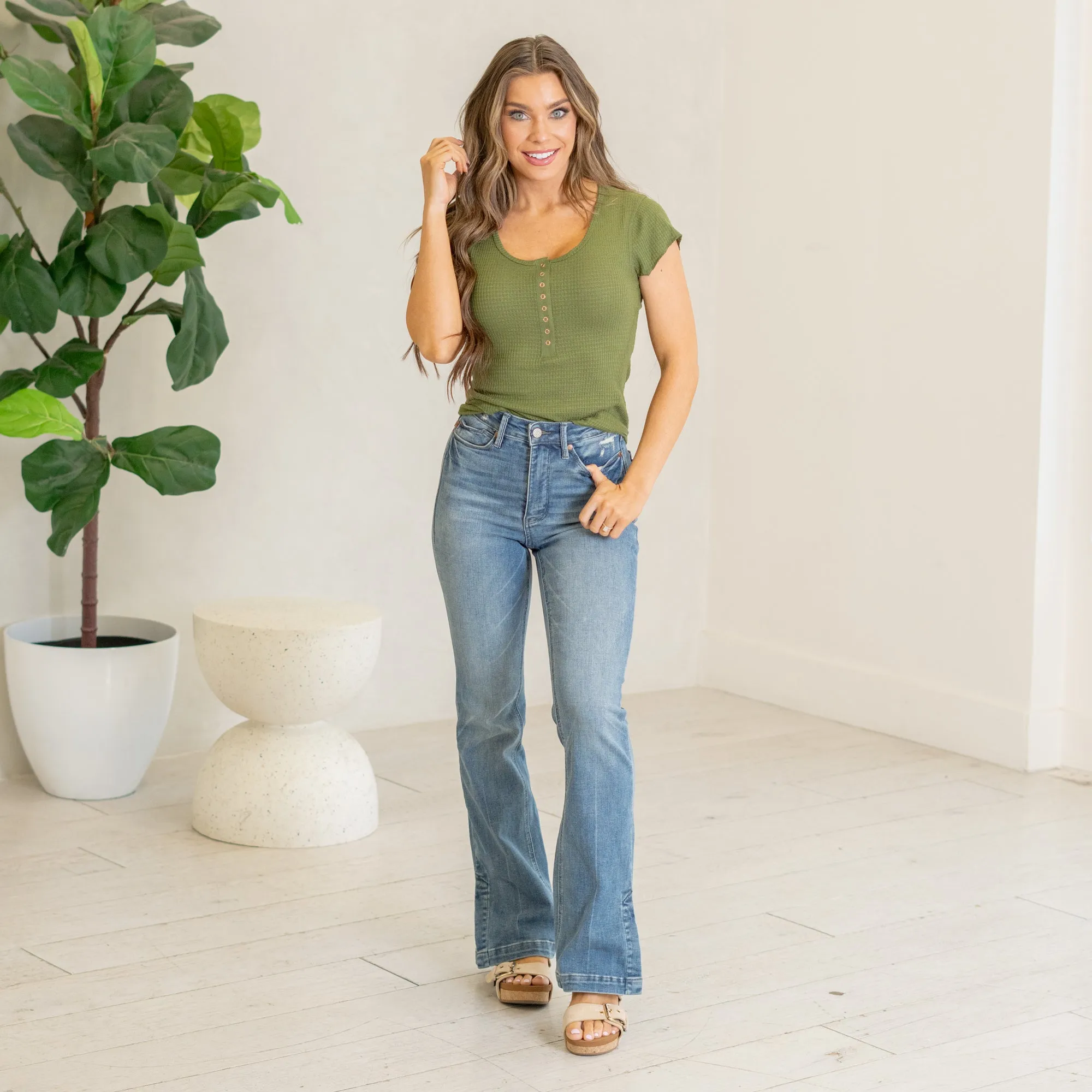 Weekday Blues High Rise Tummy Control Top Boot Cut Regular & Plus Sizes