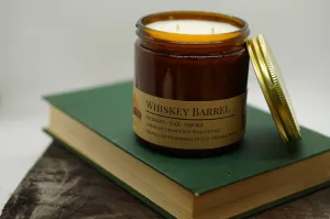 Whiskey Barrel Soy Wax Candle | 16 oz Double Wick Amber Apothecary Jar