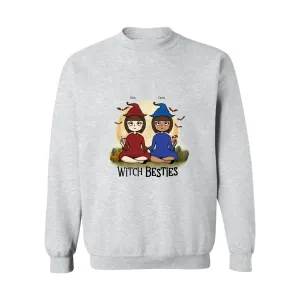 Witch Besties Personalized Halloween Crewneck Pullover Sweatshirt