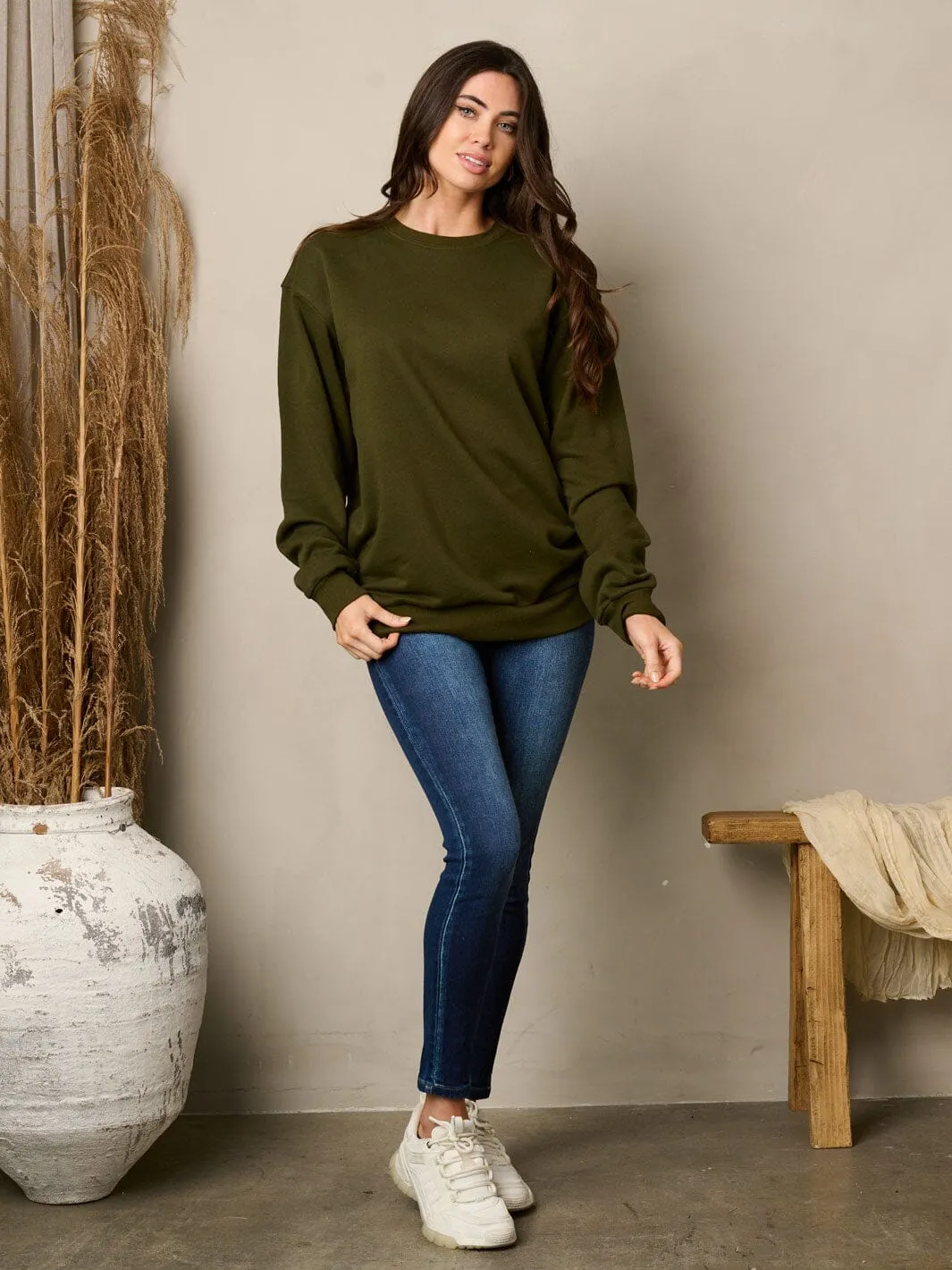 WOMEN'S LONG SLEEVE SOLID PULLOVER SWEATER