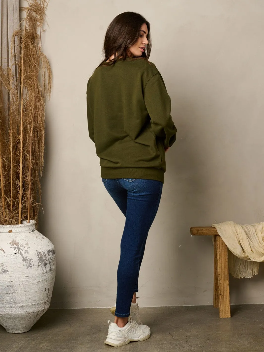 WOMEN'S LONG SLEEVE SOLID PULLOVER SWEATER