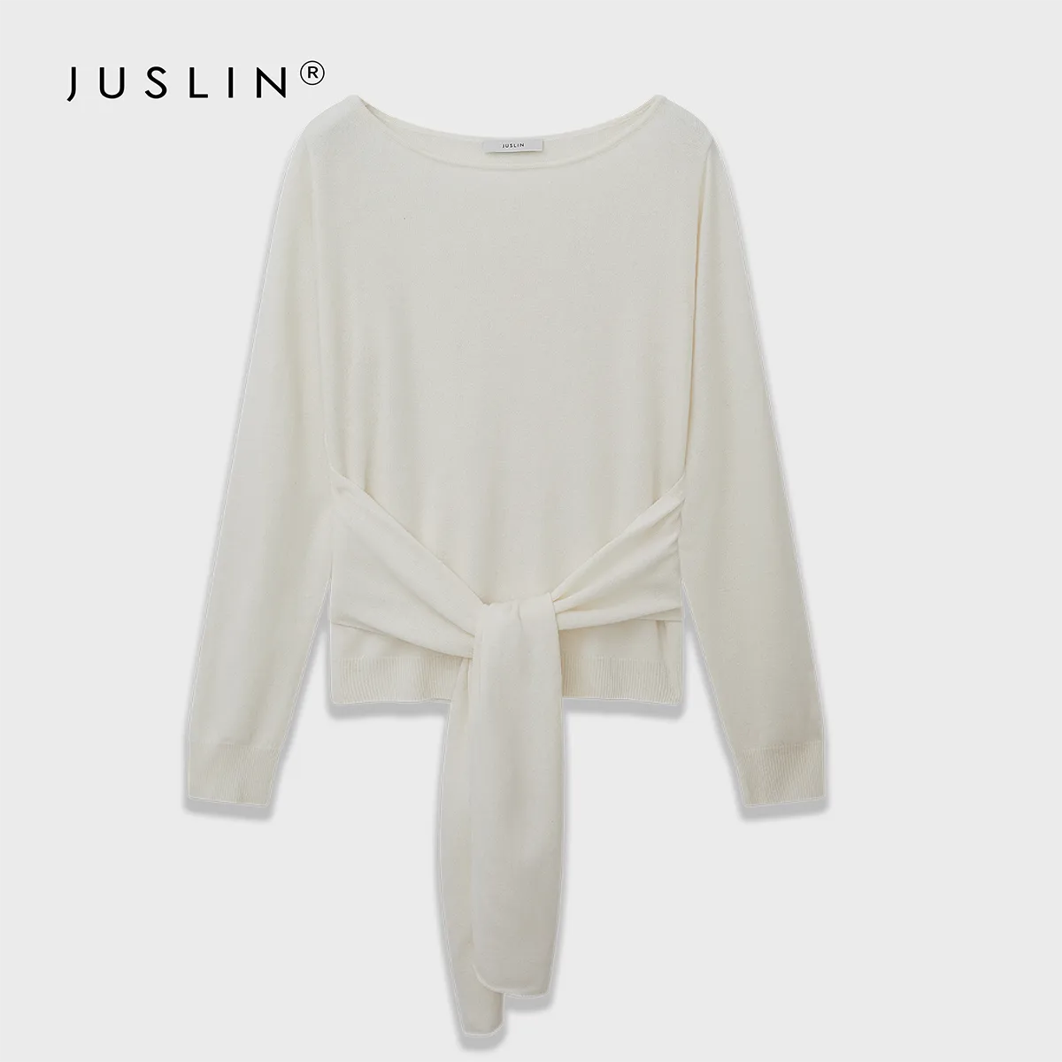 Wool Knit Tie-Front Sweater