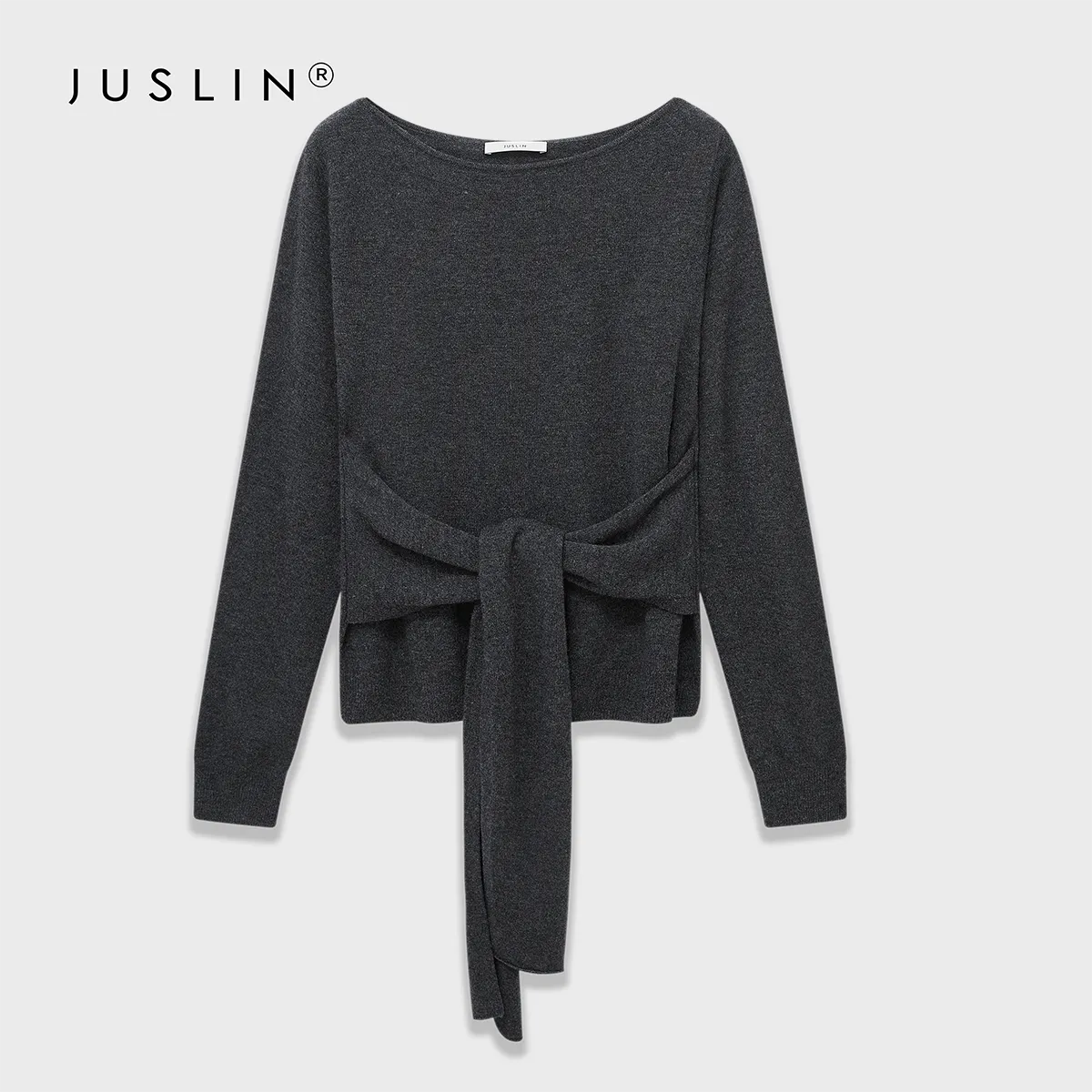 Wool Knit Tie-Front Sweater