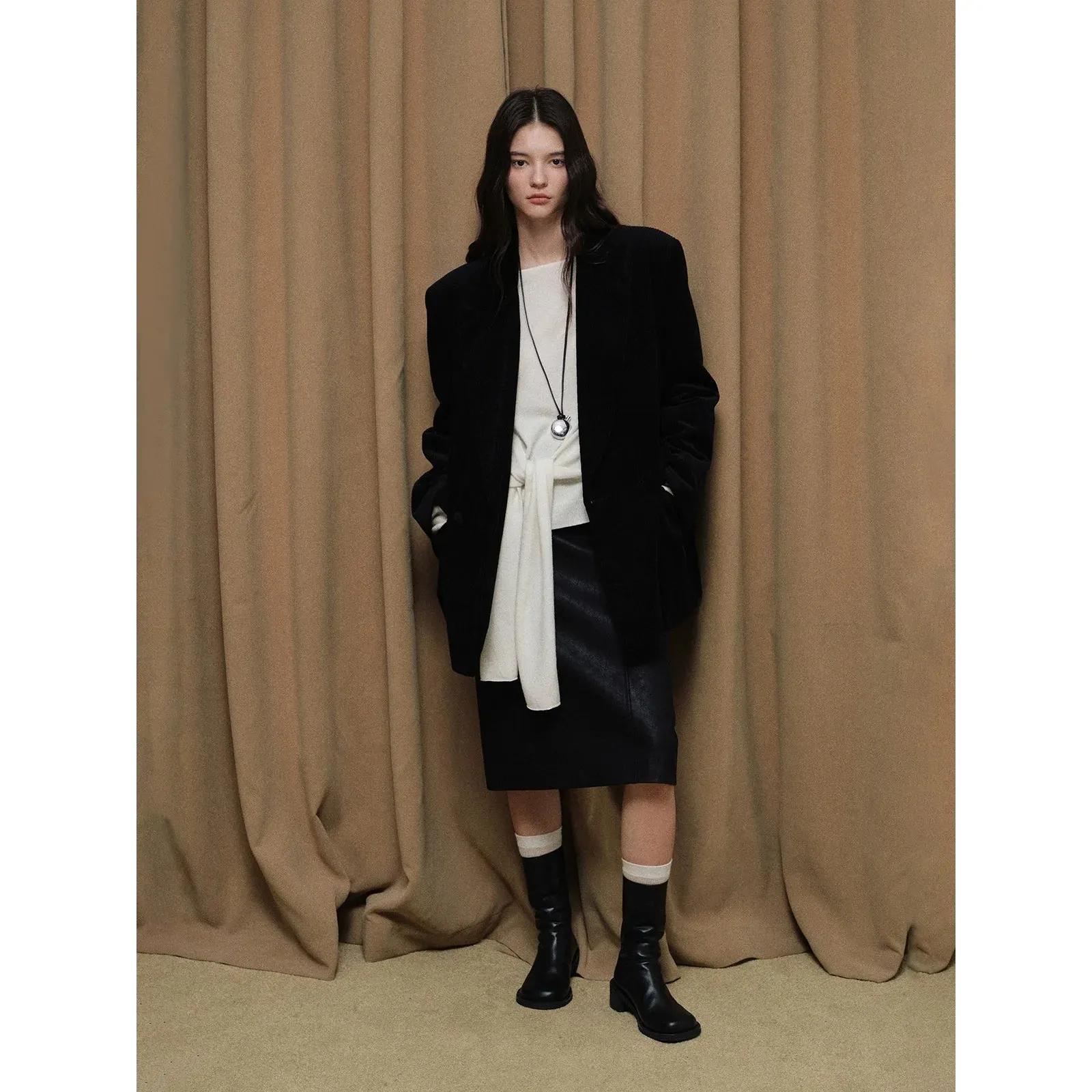 Wool Knit Tie-Front Sweater