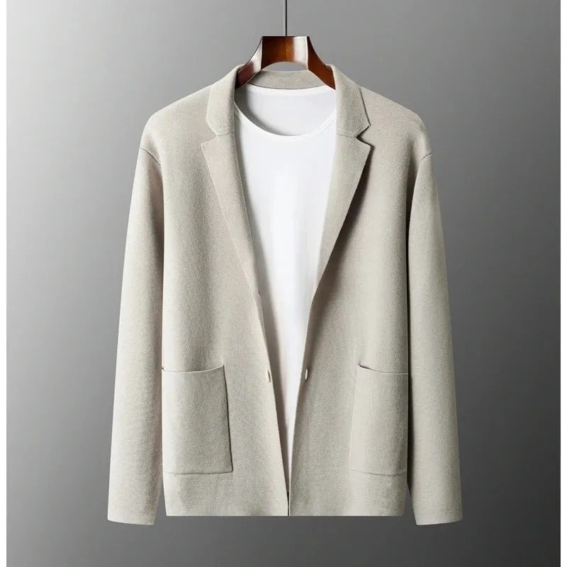 Wool Men's Suit Collar Cardigan Winter Sweater