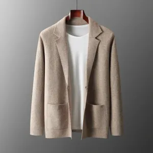 Wool Men's Suit Collar Cardigan Winter Sweater