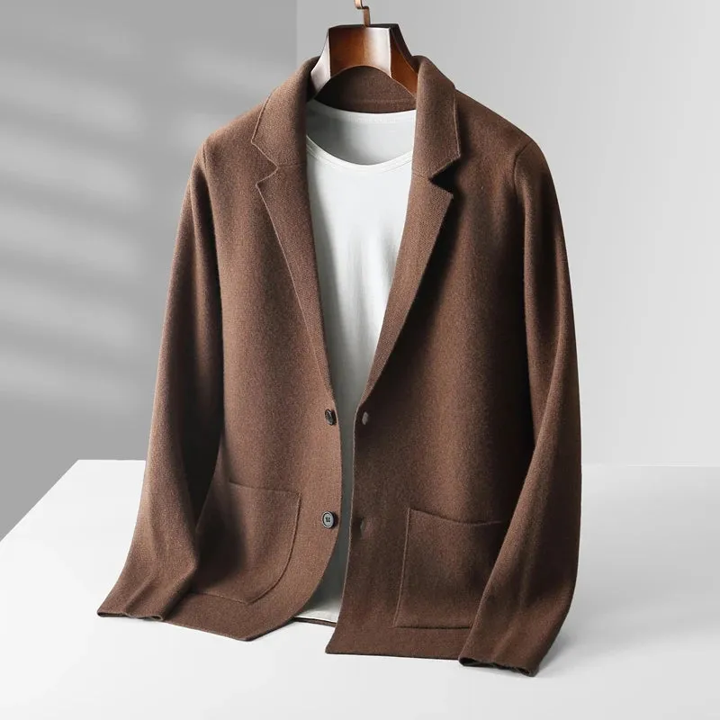 Wool Men's Suit Collar Cardigan Winter Sweater