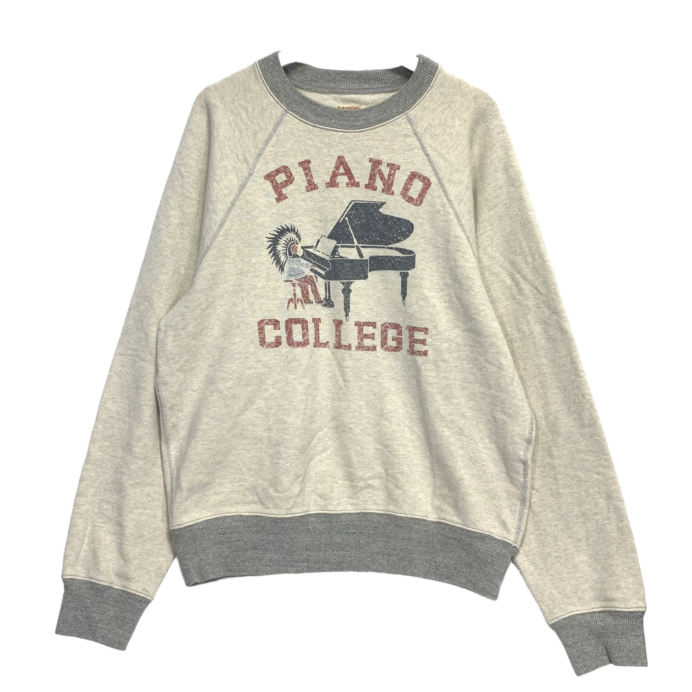 [XL] Kapital Piano College Chieftain Crewneck Sweatshirt Grey