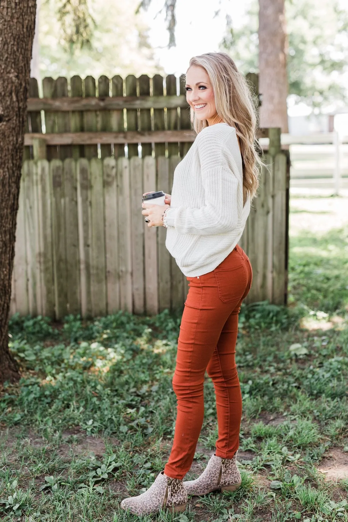 Xoxo Open Back Twist Sweater- Ivory