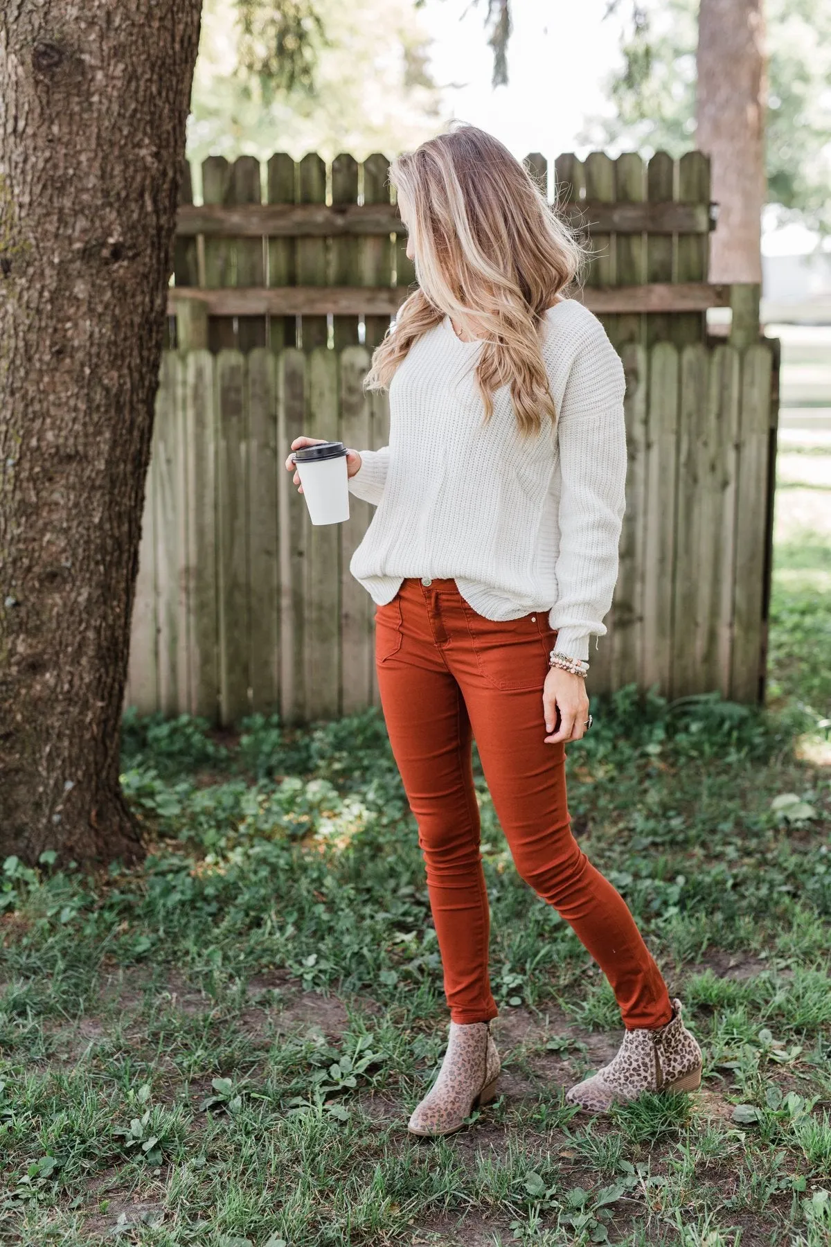 Xoxo Open Back Twist Sweater- Ivory