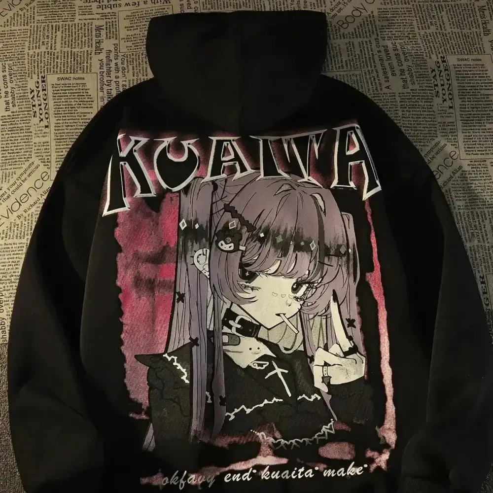 Y2K Full Zip Jacket with Cotton Blend Fabric and Printed Design