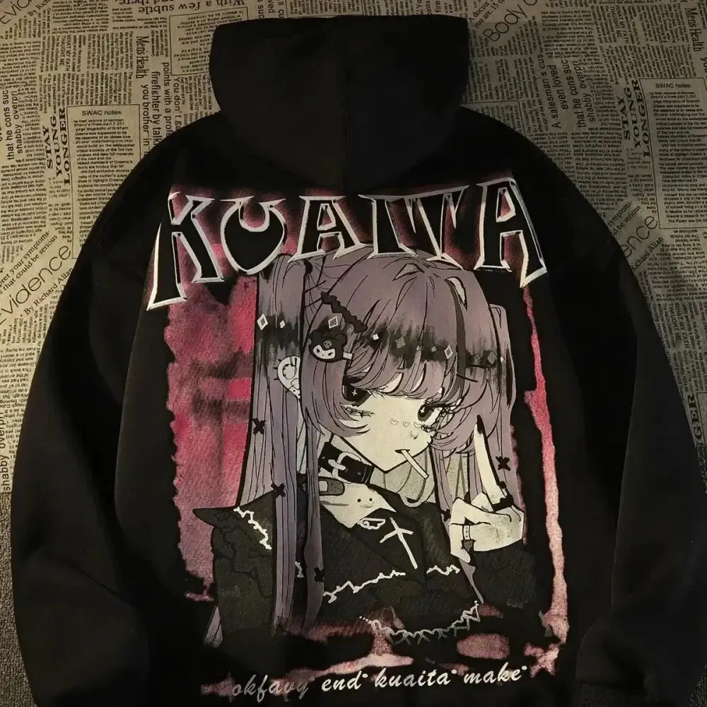 Y2K Full Zip Jacket with Cotton Blend Fabric and Printed Design