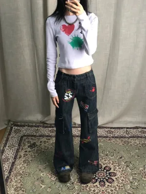 Y2K Sticker Cargo Jeans