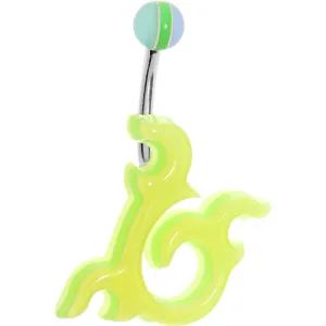 Yellow Acrylic Multi Layered Right Tribal Dragon Belly Ring