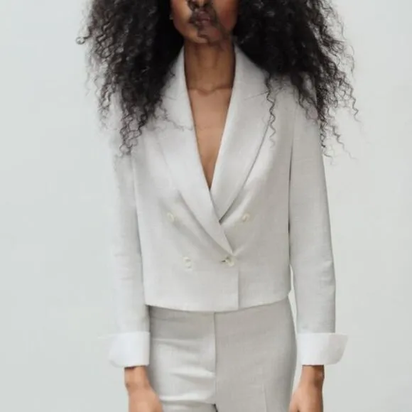 ZARA DOUBLE BREASTED CROPPED BLAZER