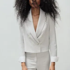 ZARA DOUBLE BREASTED CROPPED BLAZER